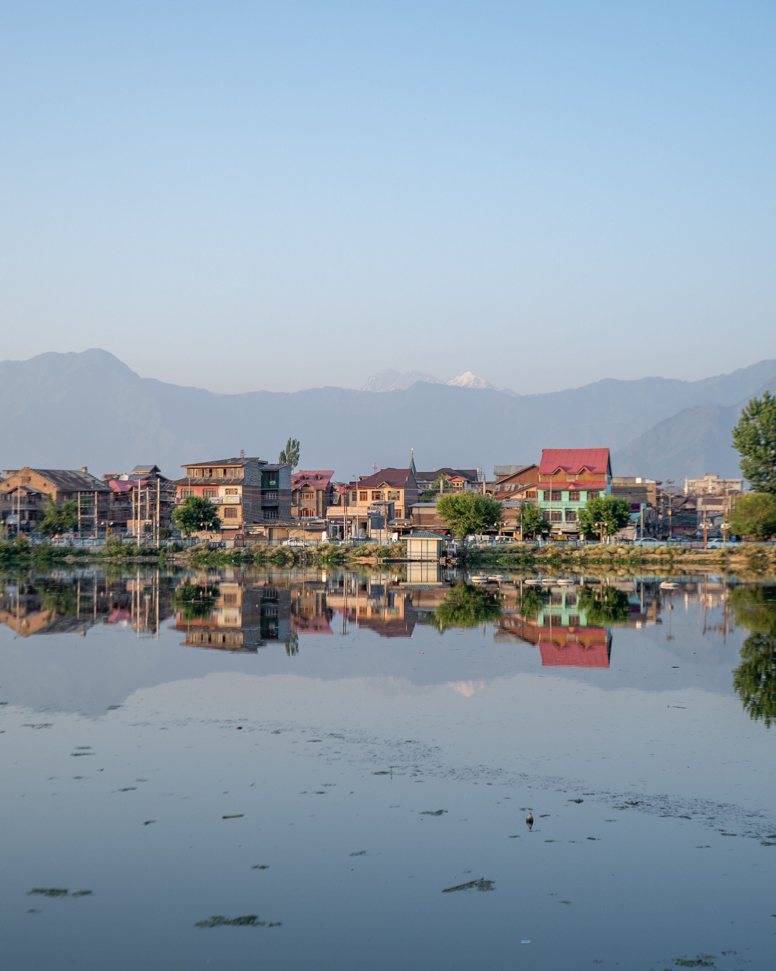 Kashmir city and lake landscape